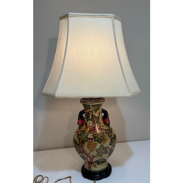 Tuscan Fruit & Vine Ceramic Urn Table Lamp — Italian Villa Mediterranean Vineyard Decor For Sale - Image 10 of 12
