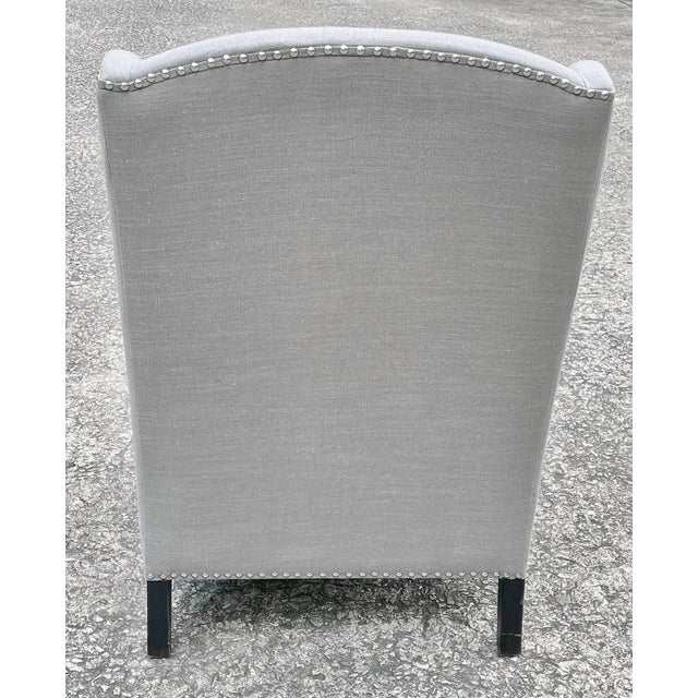 Grey Midcentury Style Wing Back Chair For Sale - Image 4 of 9