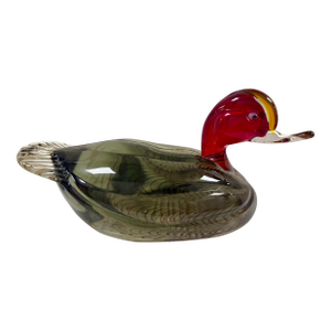 Vintage Signed Gino Cenedese Murano Glass Duck