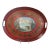 19th Century French Hand-Painted Oval Tole Tray With Romantic Landscape For Sale