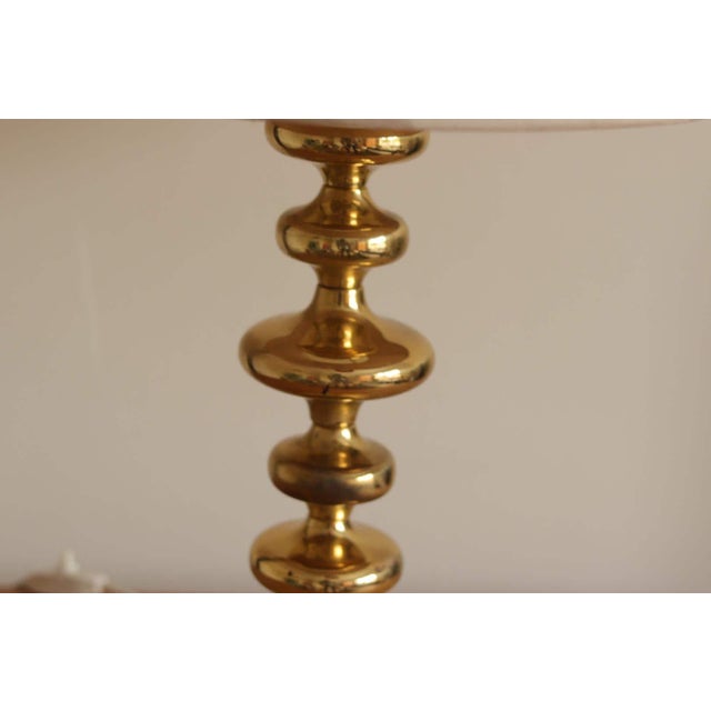 Swedish Brass Bobbin Table Lamp, Set of 2 For Sale - Image 4 of 18