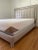 Simple sophistication! Ethan Allen hand tailored custom Jensen bed frame in California King size. Beautiful greige stain-...