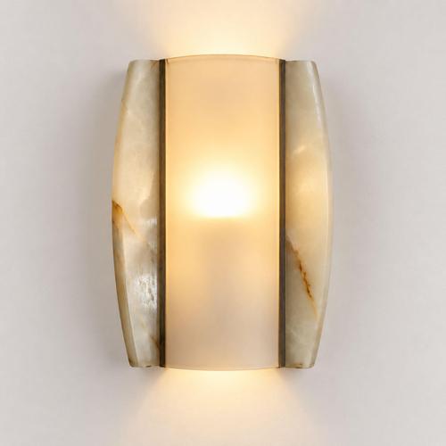 Mid 20th Century Italian Onyx and Opaline Glass Wall Lights, 1960s, Set of 2 For Sale - Image 5 of 10