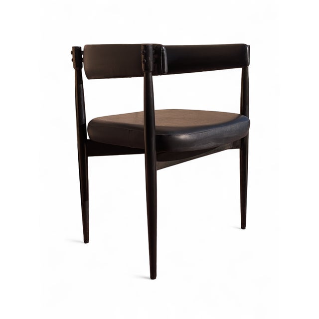 Vintage Chairs in Wood and Black Imitation Leather, 1960s, Set of 3 For Sale - Image 6 of 9