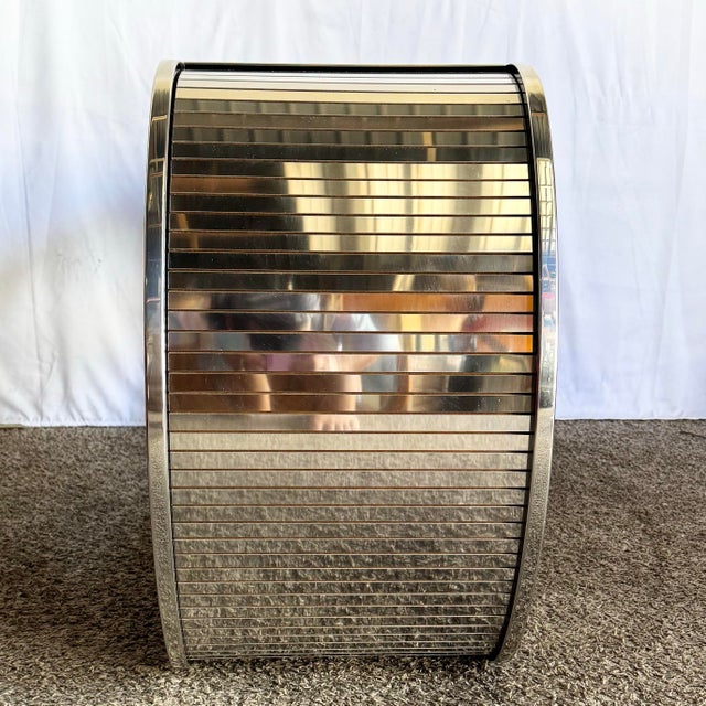 Wood Postmodern Chrome Mirror and Black Laminate Waterfall Console Table For Sale - Image 7 of 12