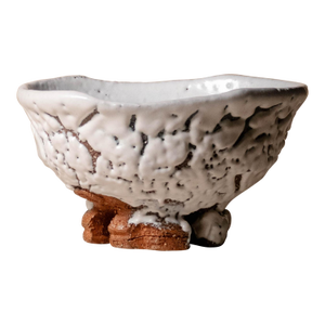 Late 20th Century Japanese Hagi Yaki Oni-Hagi Glazed Pottery Ceramic Tea Bowl