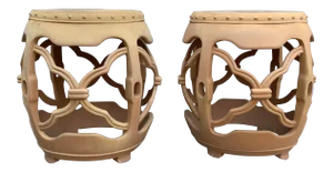 1980s Vintage Tony Duquette Macao Garden Stools - a Pair