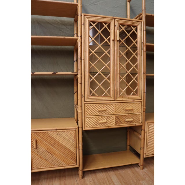 Large Italian Rattan and Bamboo Bookcase, 1960s For Sale - Image 4 of 11