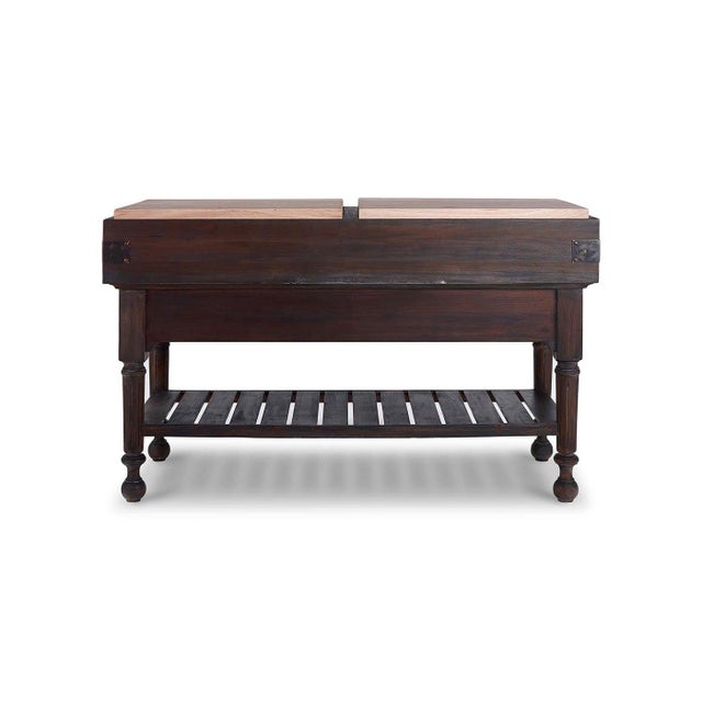 French Provincial French Provincial Large Kitchen Island - Rustic Cocoa Finish For Sale - Image 3 of 9