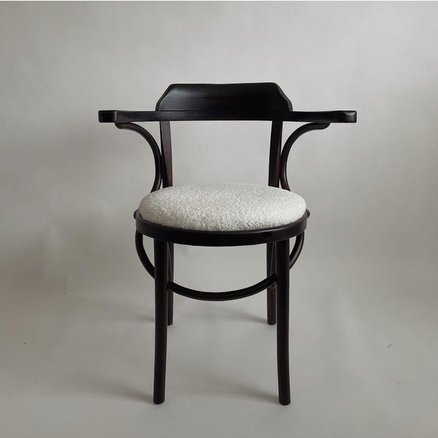 Antique Romanian Bentwood Accent Chair with Cream Boucle Seat For Sale - Image 16 of 16