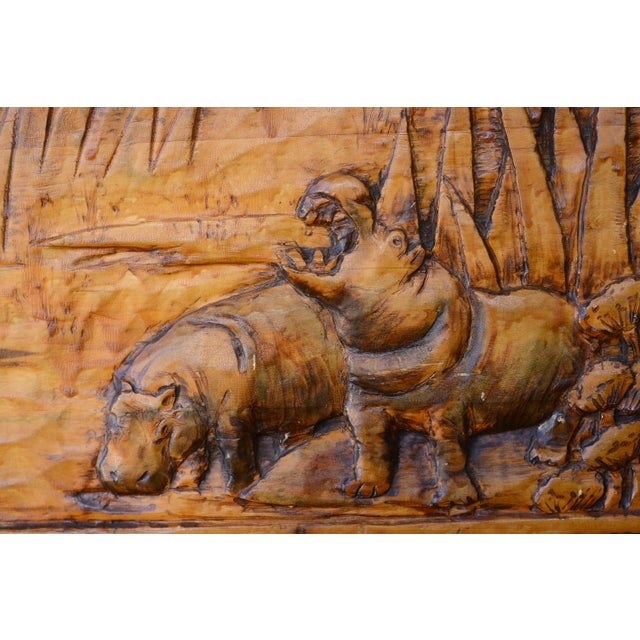 Vintage Folk Art Camphor Chest With African Safari Theme Animal Carvings For Sale - Image 12 of 15