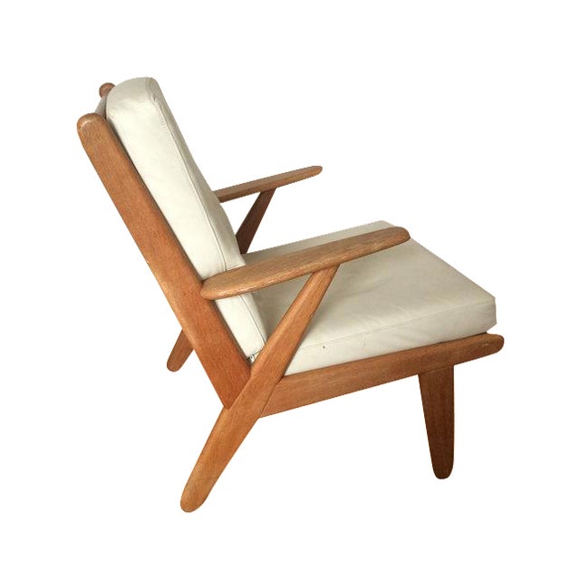 J 53 Lounge Chair In Solid Oak And Leather Chairish