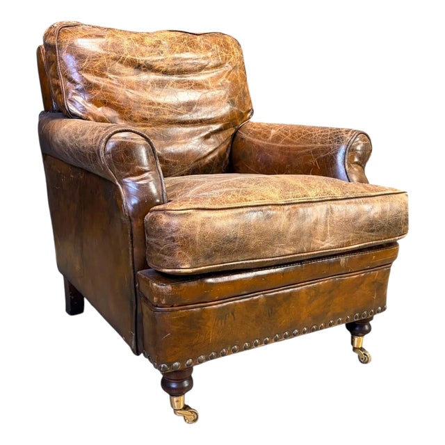 Mid-Century Modern Leather Club Chair, 1950s For Sale
