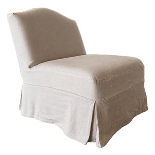 Slip Covered in Linen Chair- Kosa For Sale