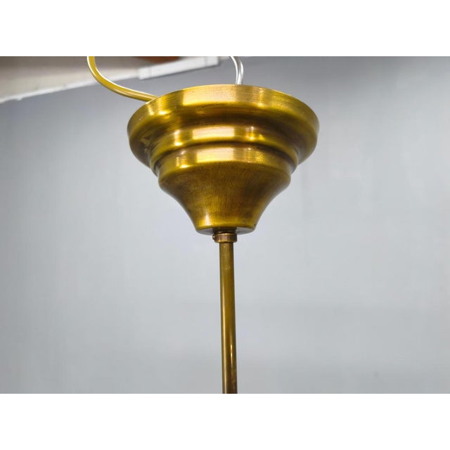 Art Deco Brass and Glass Chandelier, Czech, 1950s For Sale - Image 13 of 18