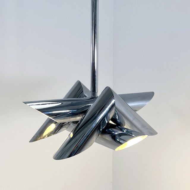 Oscar Torlasco Chromed Structural Pendant Lamp by Oscar Torlasco for Stilkronen, 1960s For Sale - Image 4 of 10