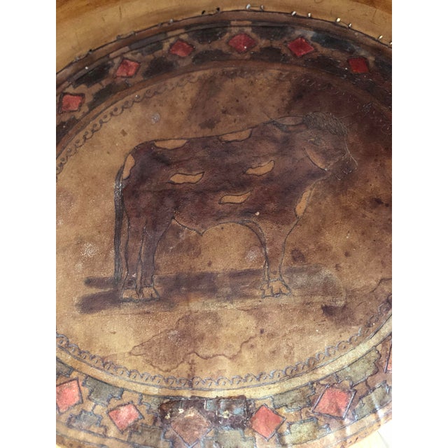 Mexican Equipale Folk Art Chair With Hand-Painted Bullfight Scene 1930s For Sale - Image 10 of 12