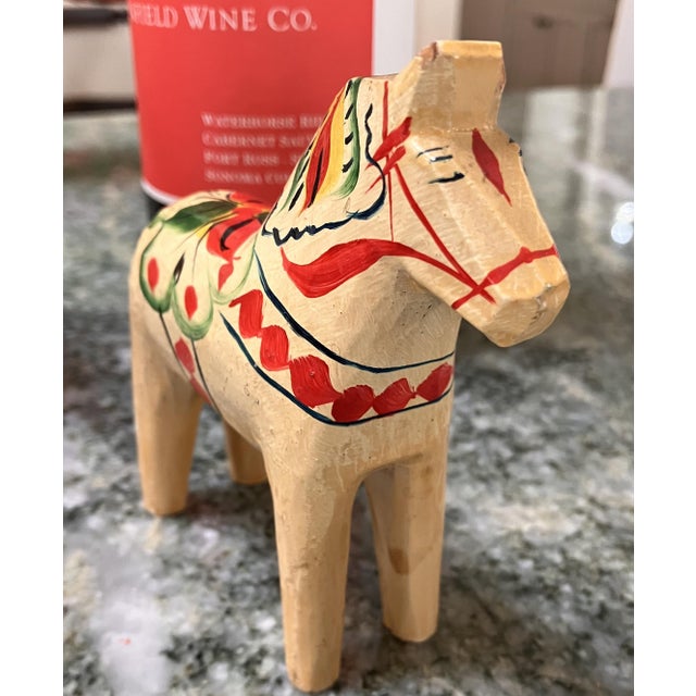 Rare white Swedish Dala Horse figurine from the 1950s. Hand carved and hand painted. In excellent condition.