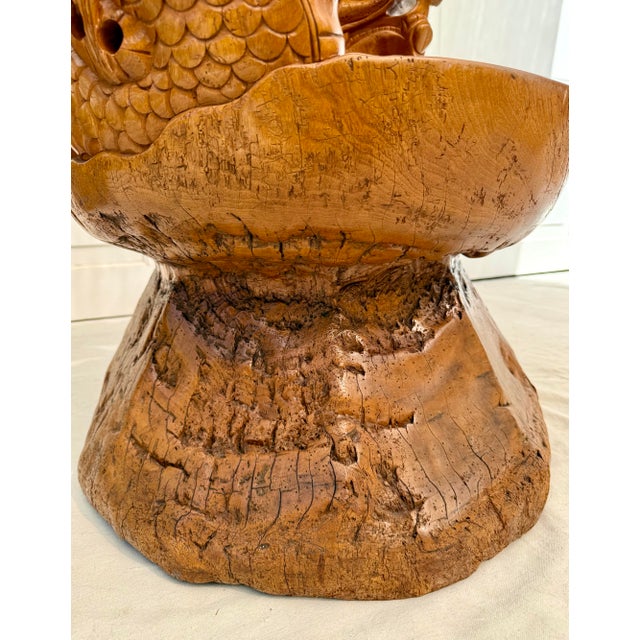 Hand-Carved Asian Sculptural Dragon Root Wood Throne Chair For Sale - Image 11 of 12