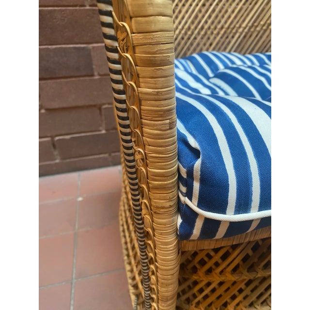 Mid-Century Modern Vintage Coastal Wicker Chair For Sale - Image 3 of 9