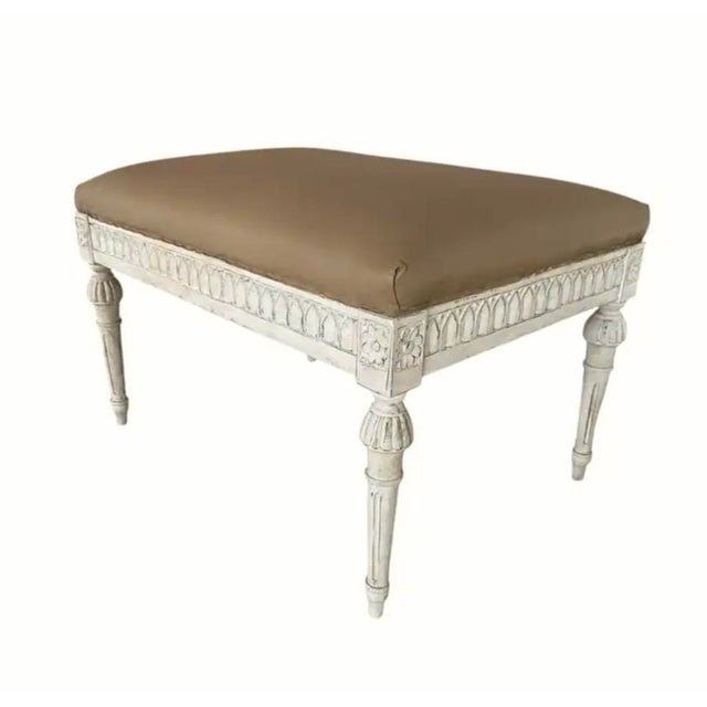 Early 20th Century Antique Gustavian Painted and Upholstered Stool For Sale - Image 5 of 8