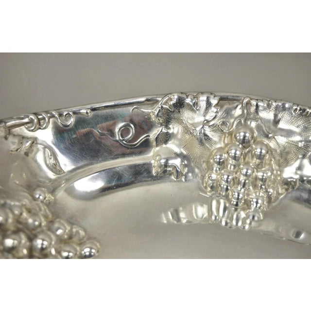 Antique Homan MFG 1685 Silver Plated Repousse Embossed Grapevine Bar Nut Dish For Sale - Image 4 of 7