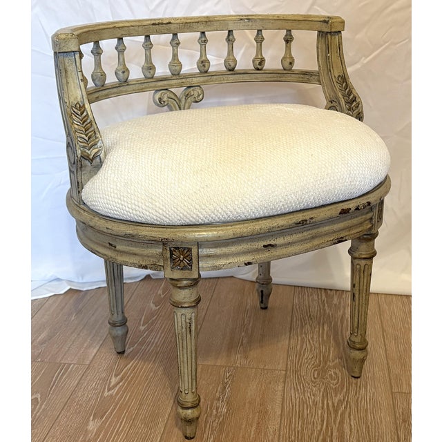 Vintage French Style Vanity Stool For Sale In West Palm - Image 6 of 17