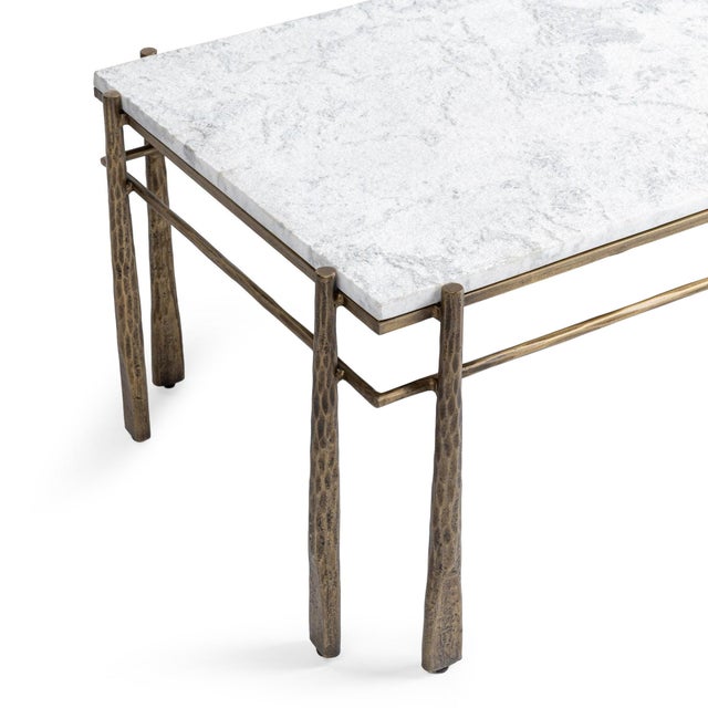Luna Modern White Marble & Brass Coffee Table For Sale - Image 4 of 5
