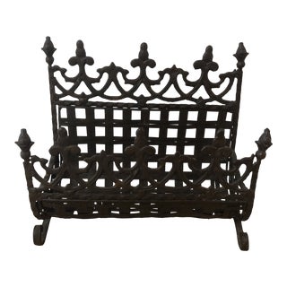 Vintage Wrought Iron Magazine Holder For Sale