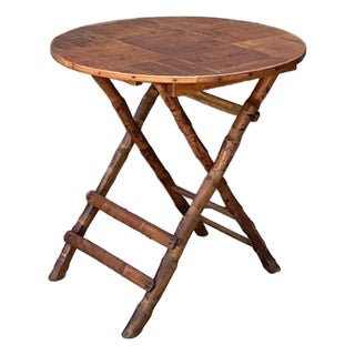 Vintage Split Bamboo Folding Table For Sale