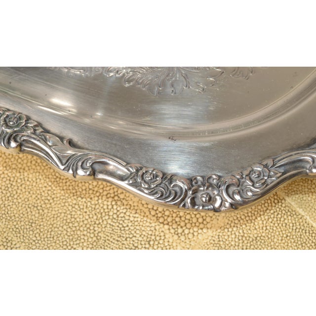 1930s Heavy Countess International Silver Company Crown Trade Mark Footed Serving Platter For Sale - Image 9 of 12