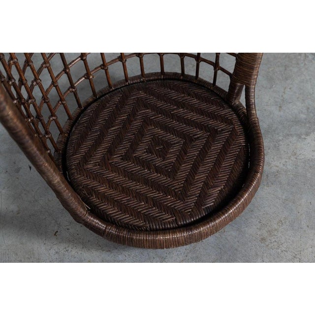 Mid-Century French Bamboo Rattan Swinging Egg Chair For Sale - Image 6 of 16