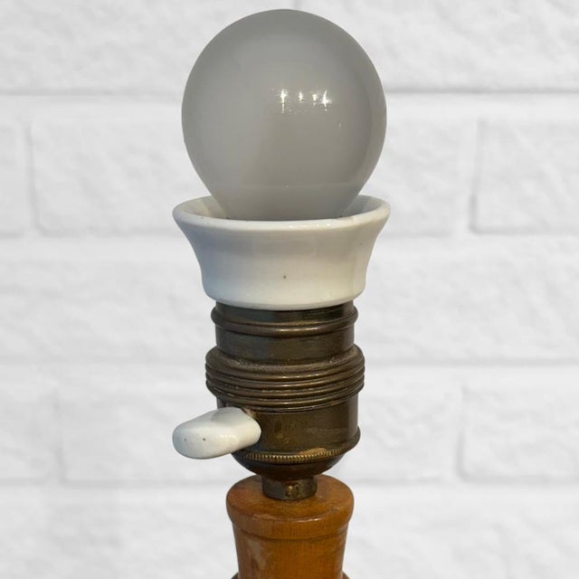 Wood Art Deco Ball Shaped Table Lamp in Turned Birchwood, Sweden, 1930s For Sale - Image 7 of 9