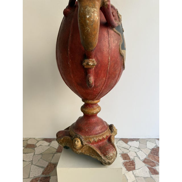 17th Century Baroque Candleholder in Lacquered Wood and Plaster, Spain, 1600 For Sale - Image 12 of 18