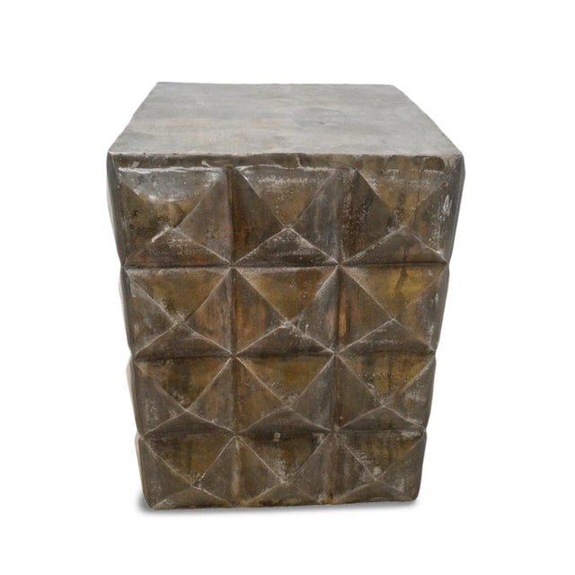 Modern Aged Bronze Prism Side Table For Sale - Image 3 of 7