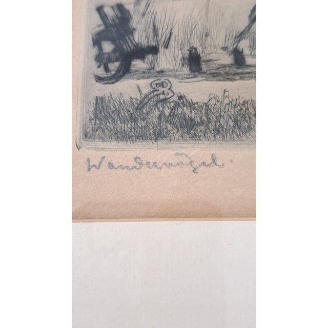 Early 20th Century Signed Richard Bloos “Wandervögel” German Etching, Gilt Framed 1878–1957 For Sale - Image 11 of 12