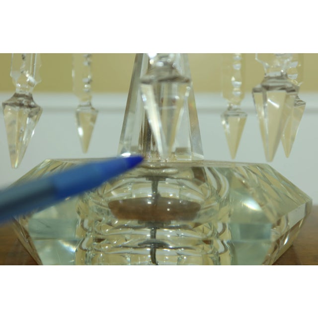 1970s Crystal 2 Tier Prism Table Lamps - a Pair For Sale - Image 5 of 8