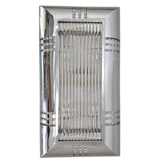 Mid 20th Century French Modernist Art Deco Billiard Chandelier Highly Polished Nickel & GlassRods For Sale In New York - Image 6 of 18