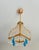 Vintage French Empire Brass & Crystal Pendant Light With Aqua Blue Drops - Restored For Sale - Image 4 of 17