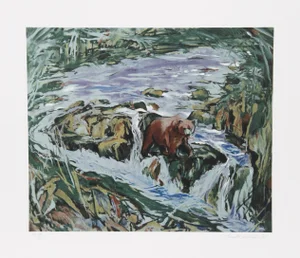 Everett Hibbard, Crossing the Stream, Lithograph