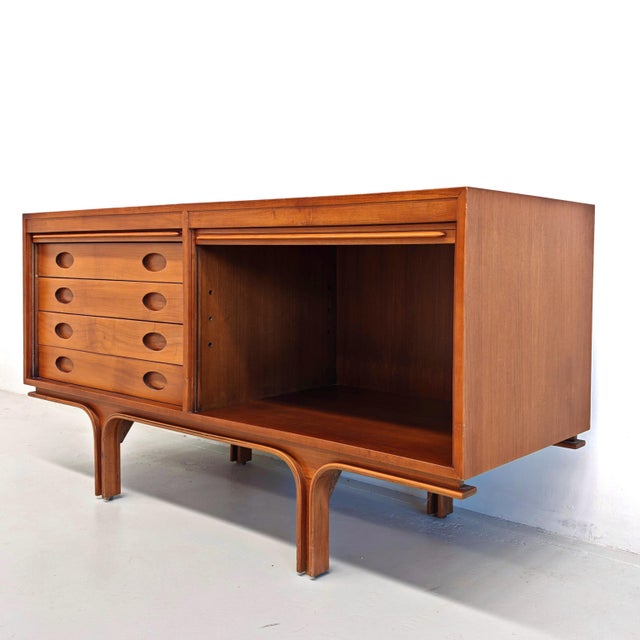 Vintage Light Wood Sideboard with Shutter Closure attributed to Gianfranco Frattini, 1960s For Sale - Image 4 of 18