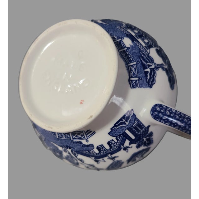 Vintage Blue & White Willow Pattern Made in England Creamer For Sale - Image 4 of 6