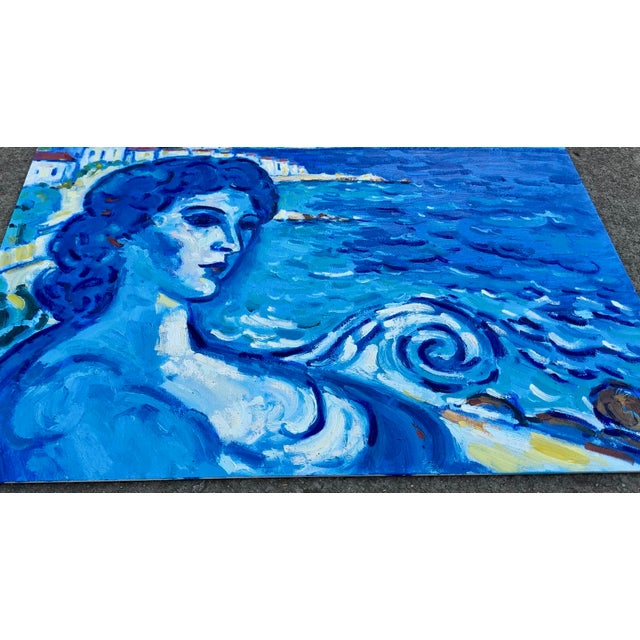 She Who Listen's to the Sea - Blue Toned Series Exploration 18x24 oil on canvas panel - Unframed Signed: Haas Frames shown...