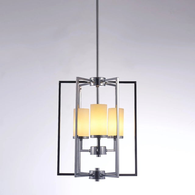Modern Pasargad Home Riva Frosted Glass & Polished Chrome Chandelier For Sale - Image 3 of 6