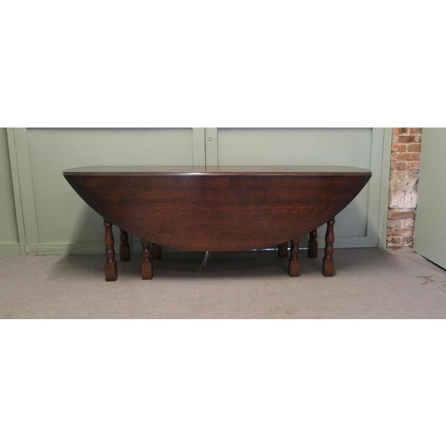 Large Oak Gate Leg Table, 1920 For Sale - Image 4 of 8