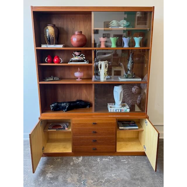 Vintage Teak 2 Piece Display Hutch For Sale In Los Angeles - Image 6 of 11