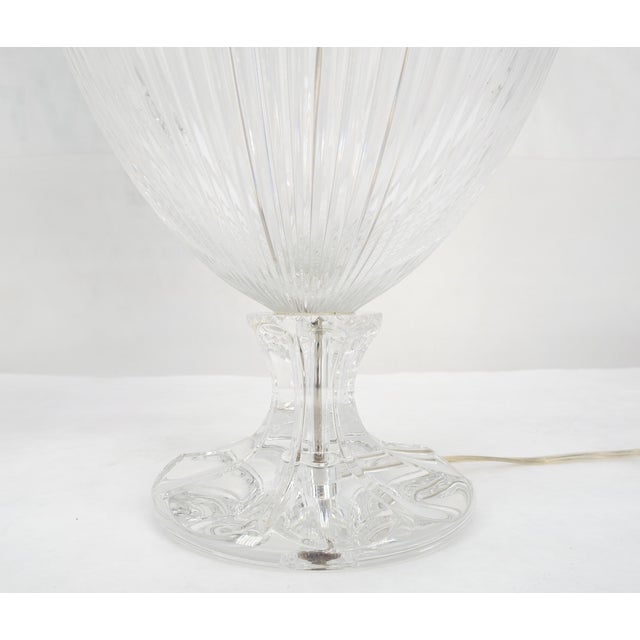 Late 20th Century Pair of Large 14" Diameter Cut Glass Urn Vase Shape Table Lamps Stunning MINT For Sale - Image 5 of 10