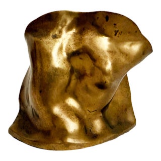 Vintage Biomorphic Cast Bronze Sculptural Vase Pot, Artist Signed For Sale