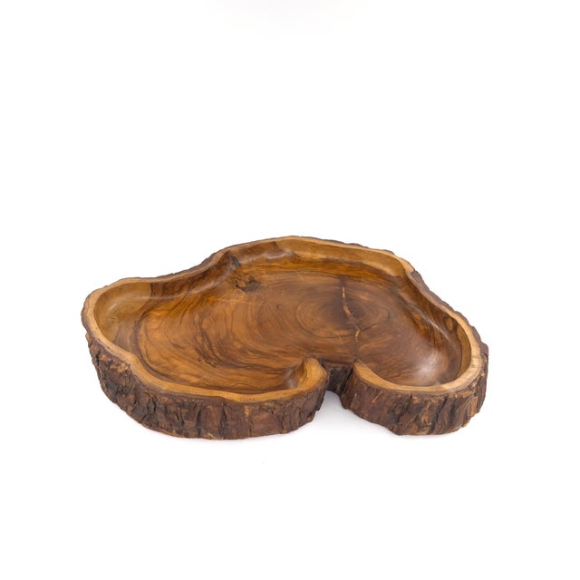 Wood Hand-Carved Peruvian Olive Wood Tray With Live Sculptural Edges For Sale - Image 7 of 10