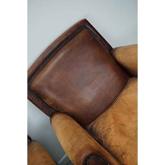 Vintage Dutch Cognac Leather Club Chairs, Set of 2 For Sale - Image 10 of 18